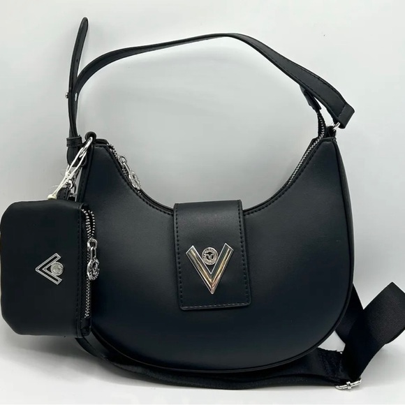 Valentino Orlandi Black Shoulder Bag with V-Emblem - Picture 1 of 3